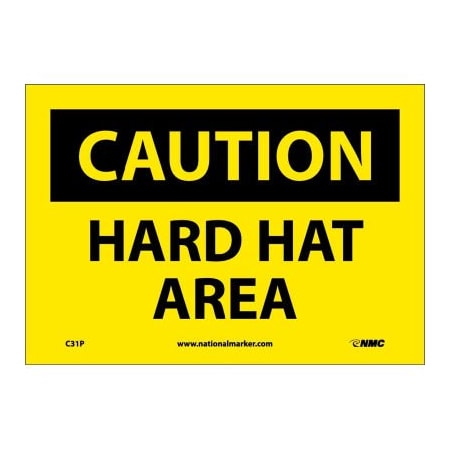 Safety Signs - Caution Hard Hat Area - Vinyl 7H X 10W